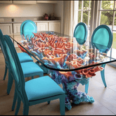 Trueliving Royal Blue Luxurious Dinning Table H 30 x W 45 x D 35; Chair : H 34 x W 18 x D 18